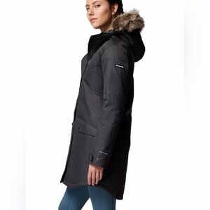 Columbia Suttle Mountain long parka jacket faux fur trim small NWT